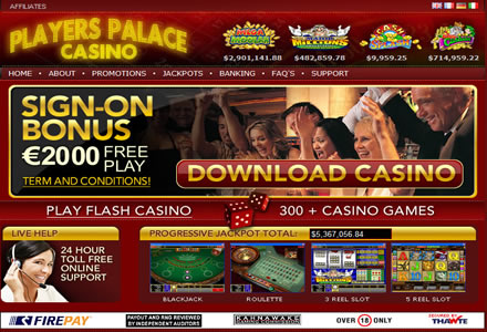 Players Palace Casino - Get £/$/€ 2000 free credits, 1 hour Free Spins and awesome Jackpots!